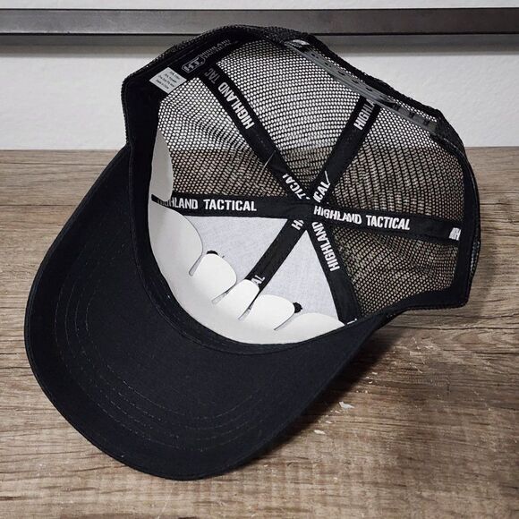 Highland Tactical Spartan Hat Cap Mesh Back Adjustable Trucker Snapback Black - Picture 5 of 5